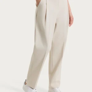 Pantalone a carota con tasche e pinces in Compact Light - Champignon