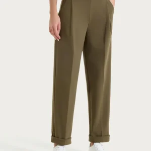 Pantalone a carota con tasche e pinces in Compact Light - Dark Olive