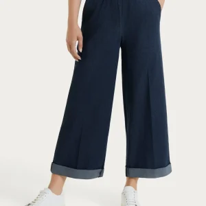 Jeans ampio alla caviglia con vita piatta in Super Light Denim - Dark Indigo