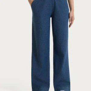 Jeans ampio con tasche e vita piatta in Super Light Denim - Indigo