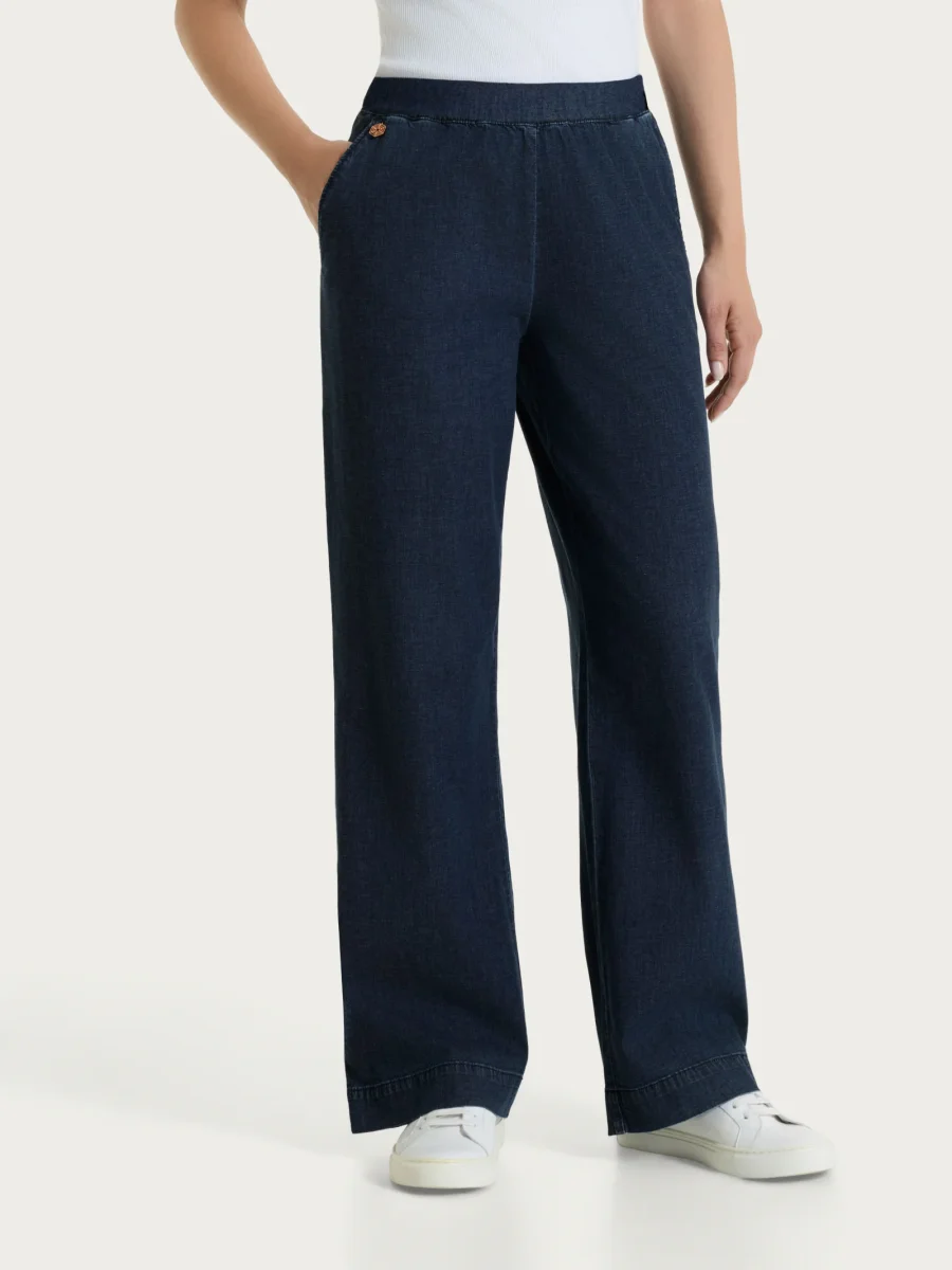 Jeans ampio con tasche e vita piatta in Super Light Denim - Dark Indigo - immagine 2