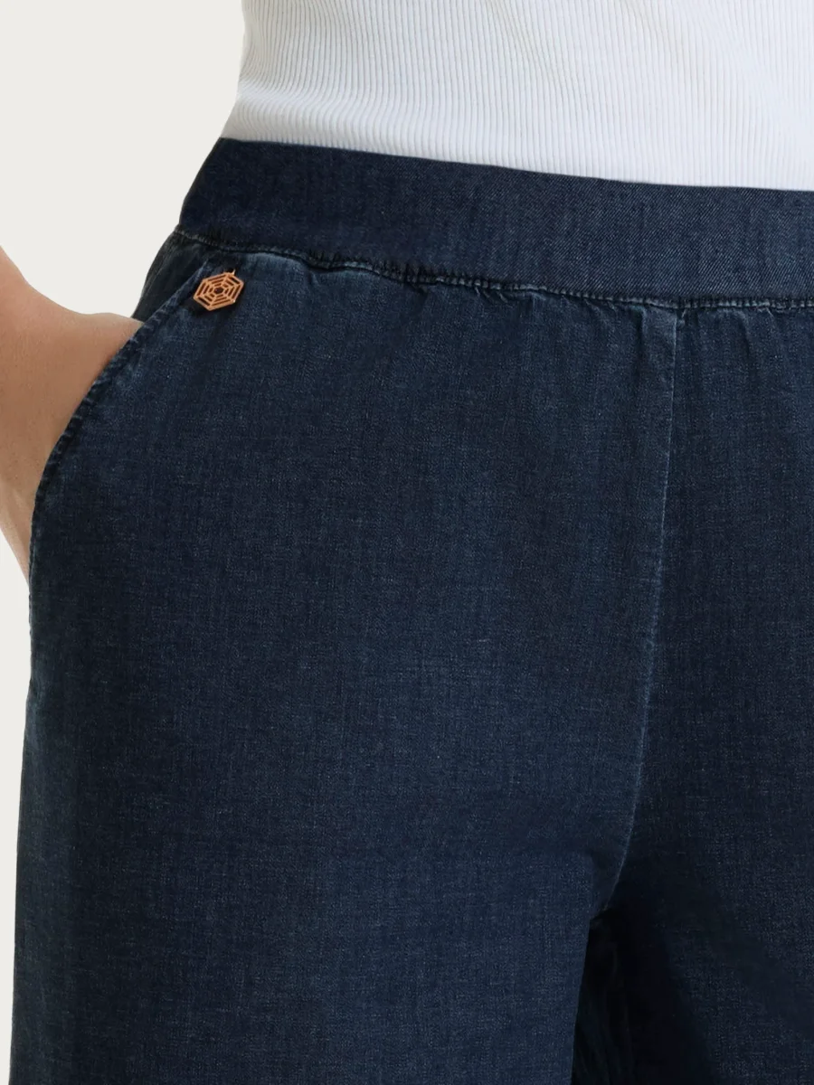 Jeans ampio con tasche e vita piatta in Super Light Denim - Dark Indigo - immagine 7