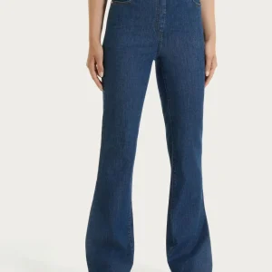 Jeans flare con tasche e vita piatta in Light Denim - Jeans