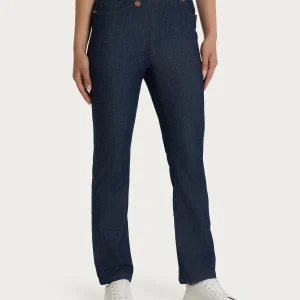 Jeans a gamba dritta con tasche e vita piatta in Light Denim - Indigo