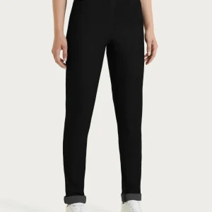 Jeans a 5 tasche con vita piatta in Light Denim  - Nero