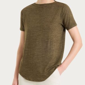 Maglietta girocollo con stampa in jersey di viscosa crêpe - Fant. Military Olive