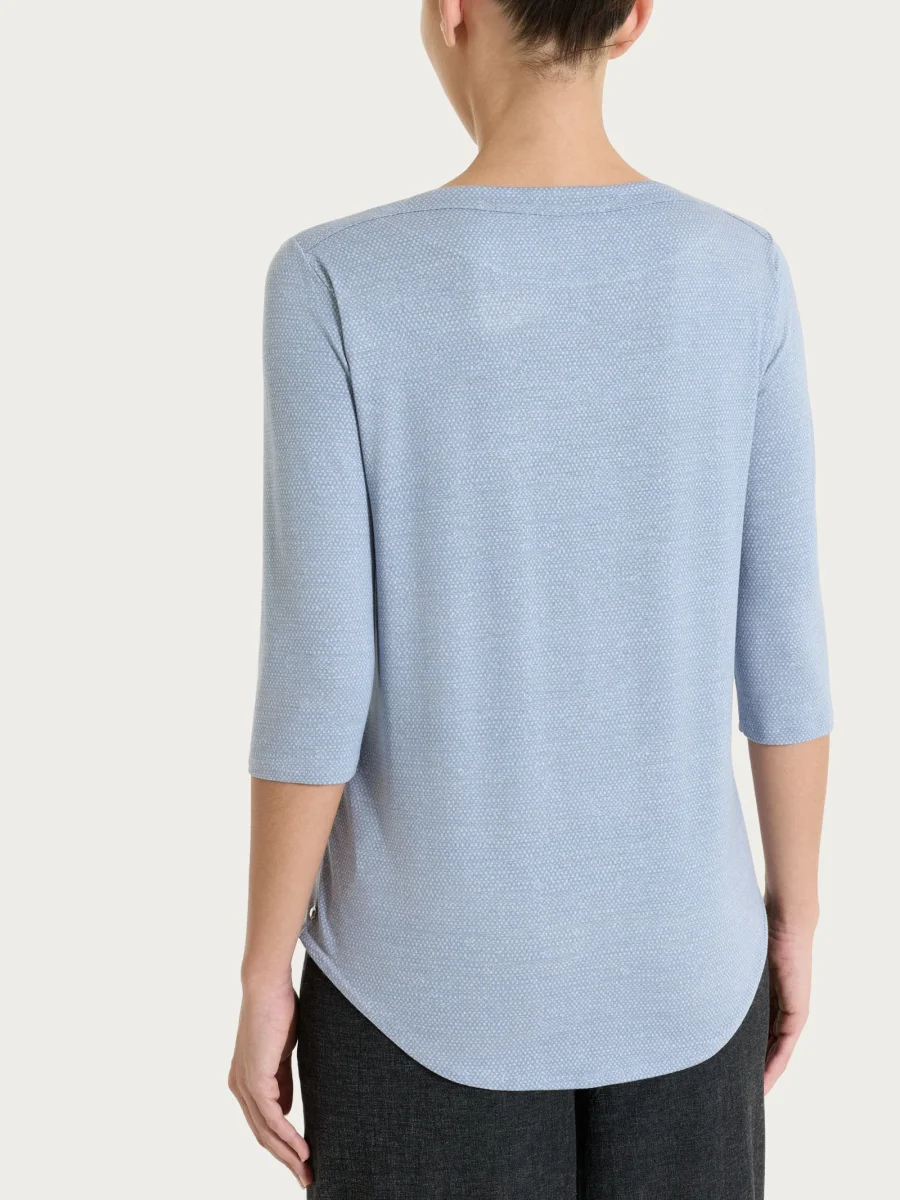 Maglietta con stampa e scollo a barchetta in jersey di viscosa crêpe - Fant. Dusty Blue - immagine 3