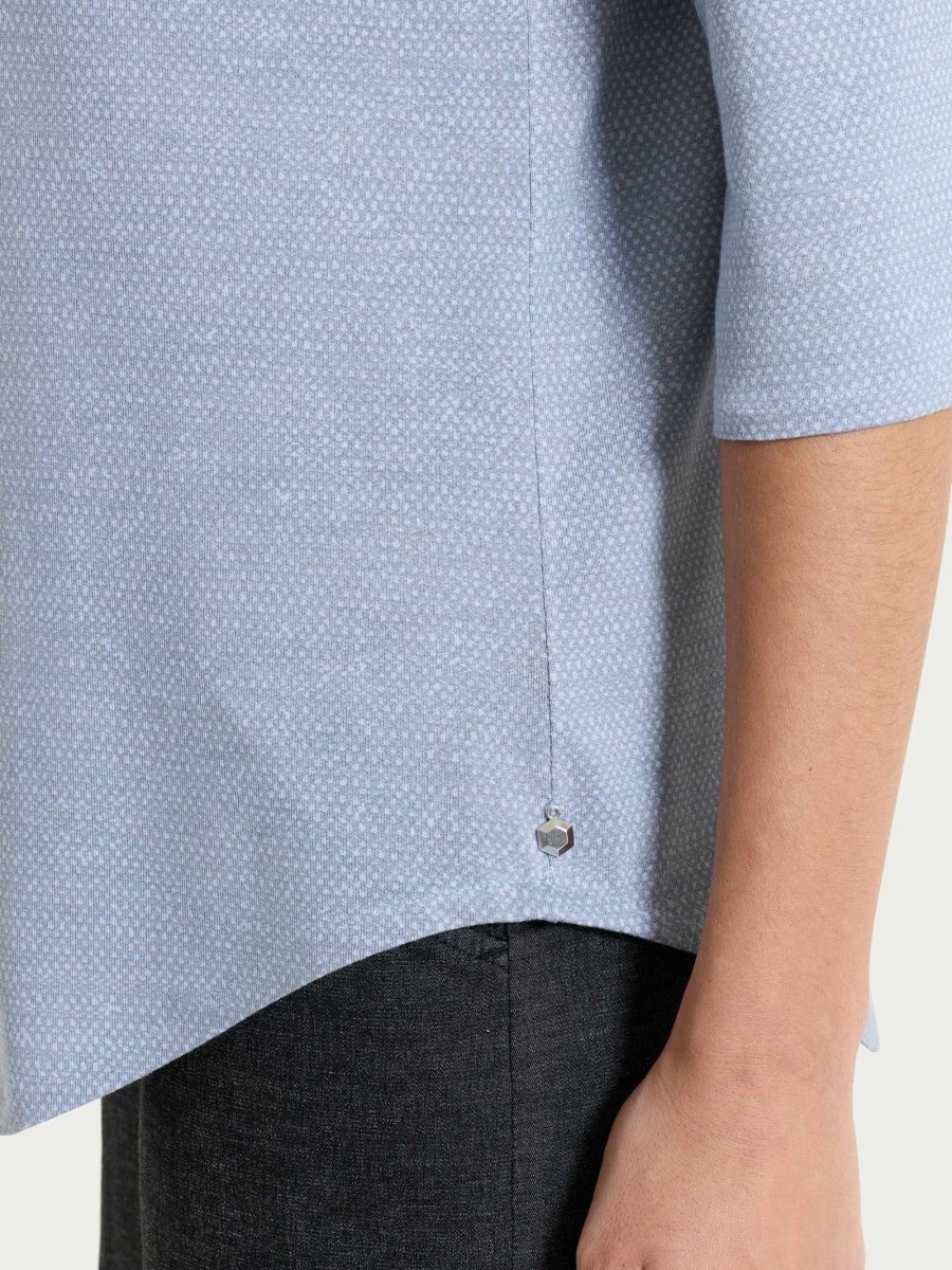 Maglietta con stampa e scollo a barchetta in jersey di viscosa crêpe - Fant. Dusty Blue - immagine 5