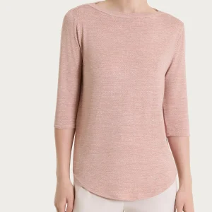 Maglietta con stampa e scollo a barchetta in jersey di viscosa crêpe - Fant. Almond Peach