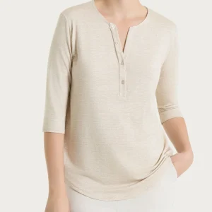 Maglietta con stampa e collo a serafino in jersey di viscosa crêpe - Fant.Champignon