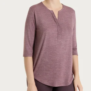 Maglietta con stampa e collo a serafino in jersey di viscosa crêpe - Fant. Twilight Mauve