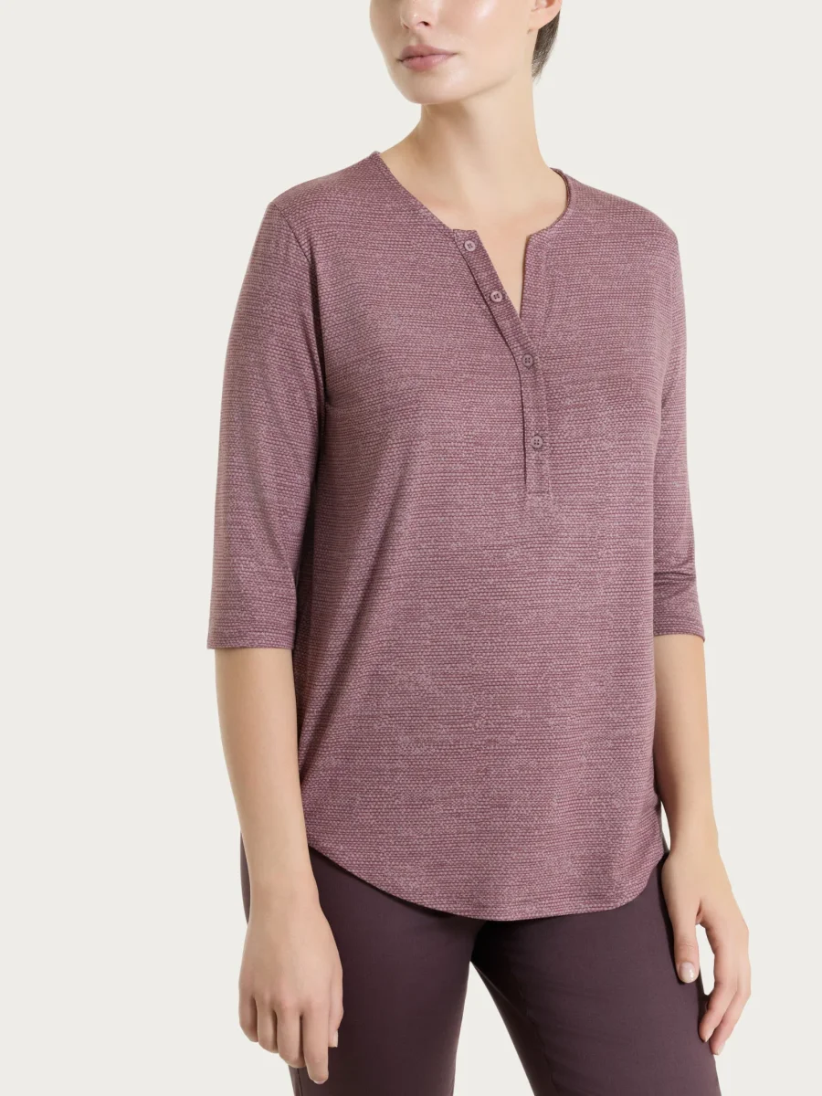 Maglietta con stampa e collo a serafino in jersey di viscosa crêpe - Fant. Twilight Mauve - immagine 2