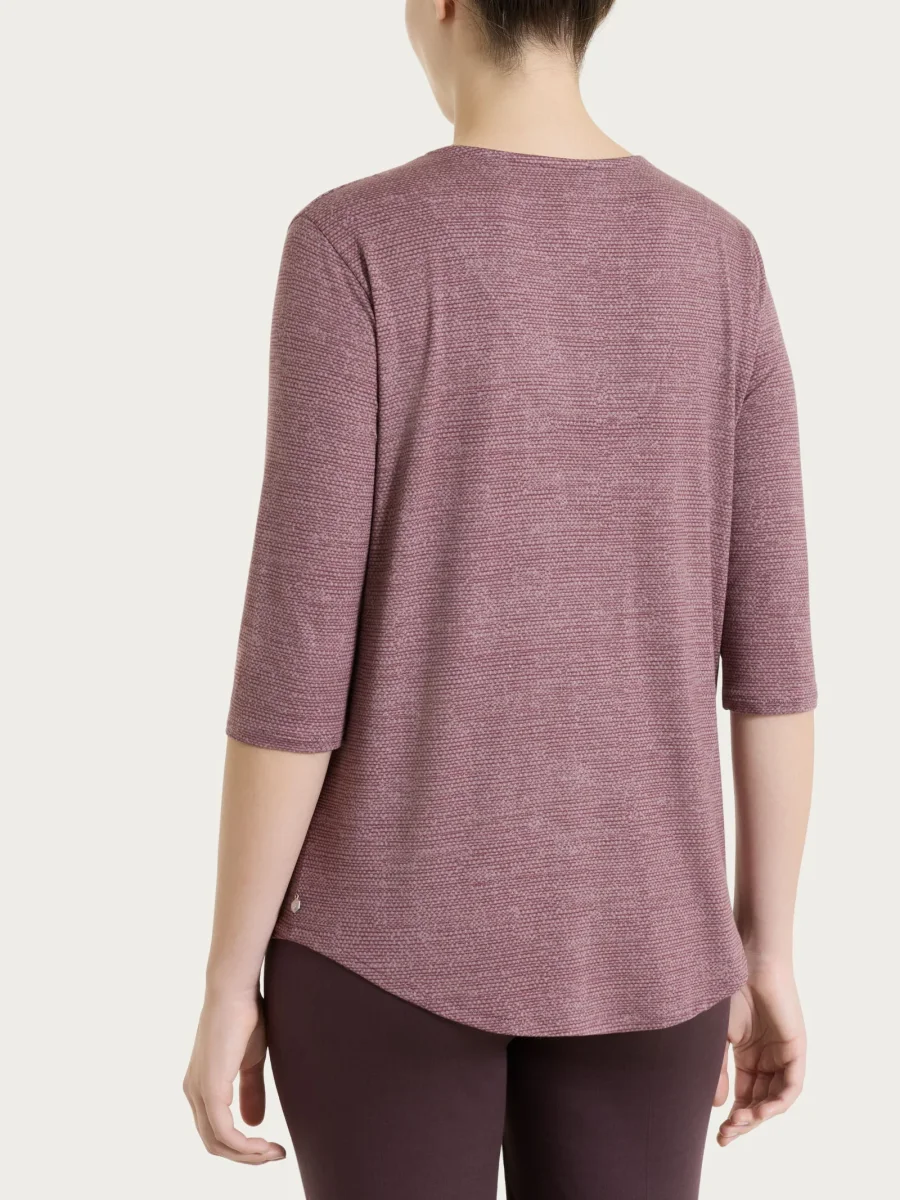 Maglietta con stampa e collo a serafino in jersey di viscosa crêpe - Fant. Twilight Mauve - immagine 3