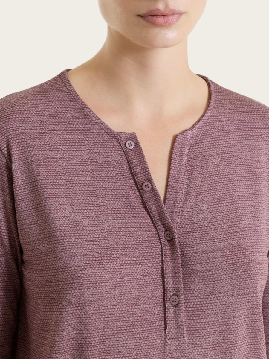 Maglietta con stampa e collo a serafino in jersey di viscosa crêpe - Fant. Twilight Mauve - immagine 5