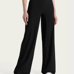 Pantalone a palazzo leggero in Super Fresh - Nero