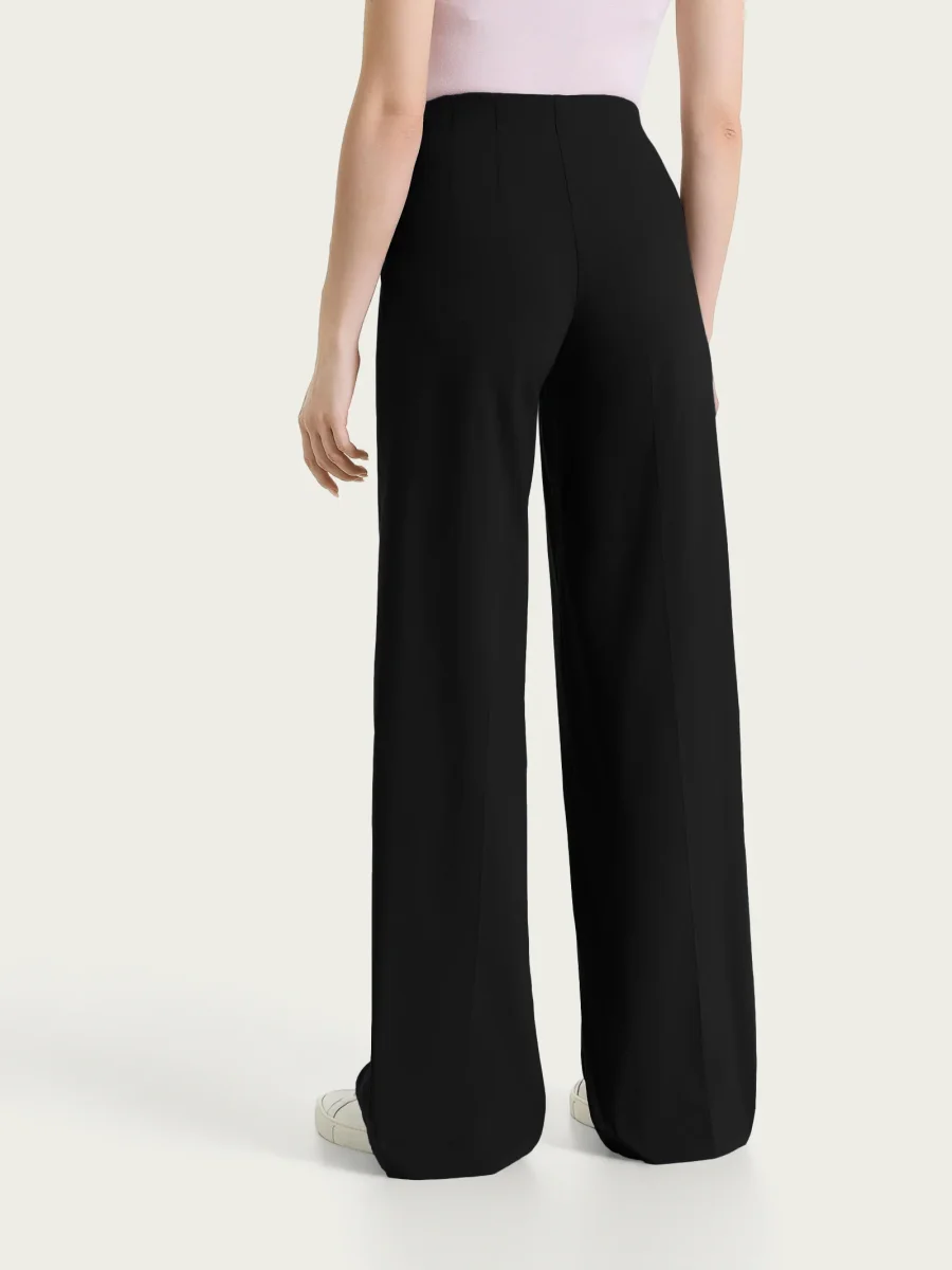 Pantalone a palazzo leggero in Super Fresh - Nero - immagine 3