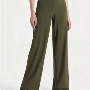 Pantalone a palazzo leggero in Super Fresh - Dark Olive