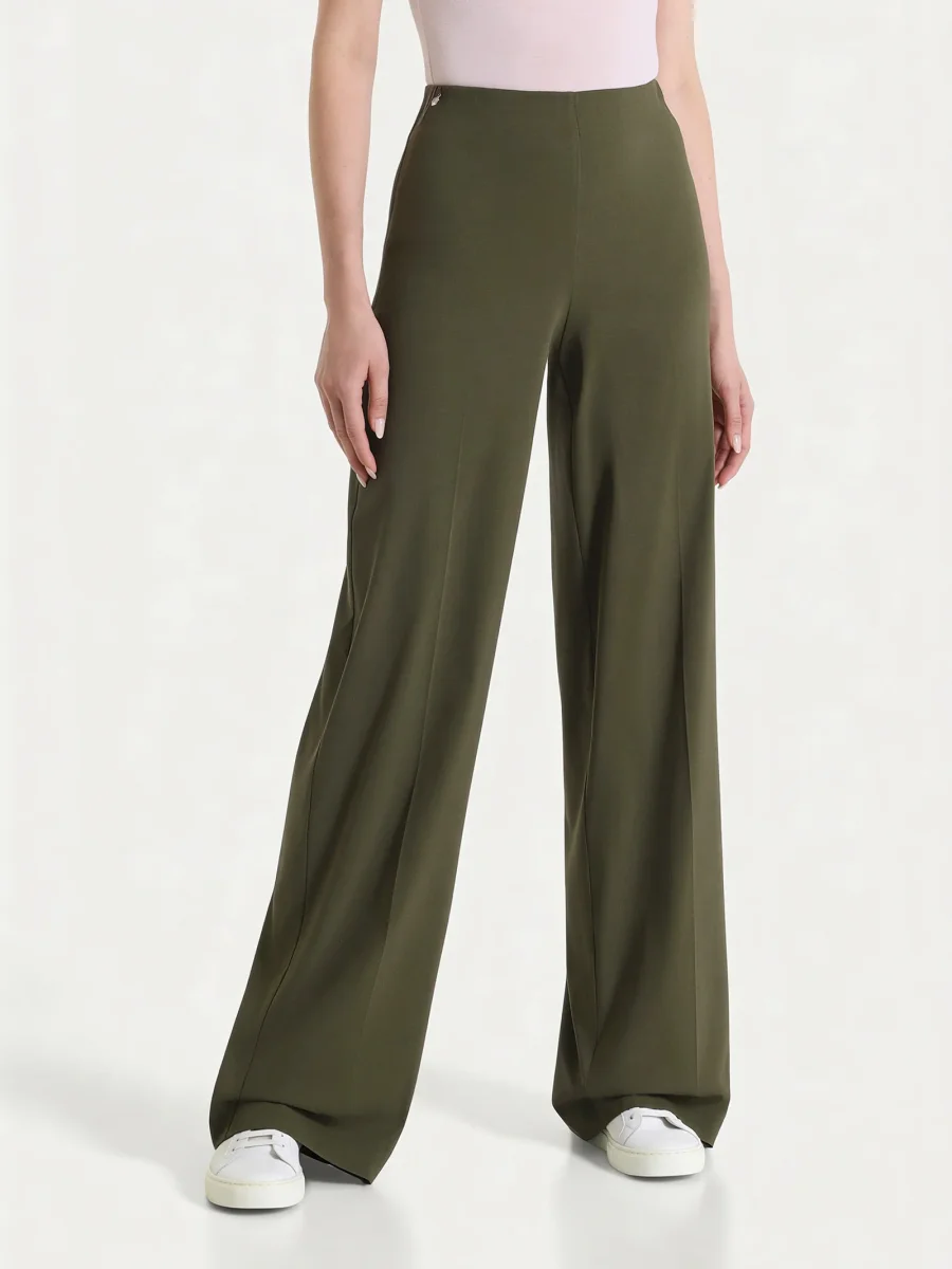 Pantalone a palazzo leggero in Super Fresh - Dark Olive