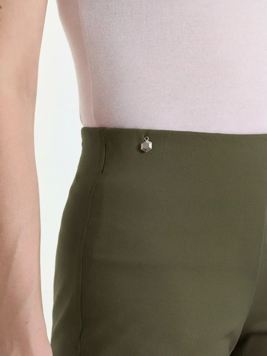Pantalone a palazzo leggero in Super Fresh - Dark Olive - immagine 4