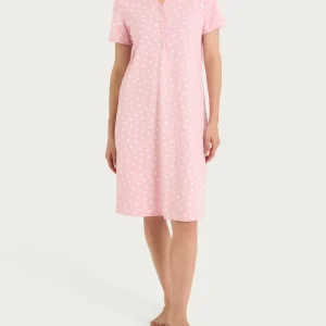 Camicia da notte con collo a serafino in Jersey di cotone 52-56 - Fant. Cameo Pink