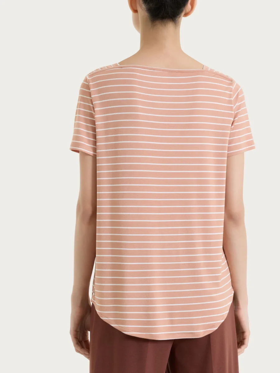 Maglietta a righe con collo a barchetta in Summer Light Piquet - Fant. Cork - immagine 3