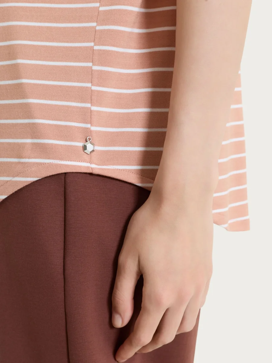 Maglietta a righe con collo a barchetta in Summer Light Piquet - Fant. Cork - immagine 4