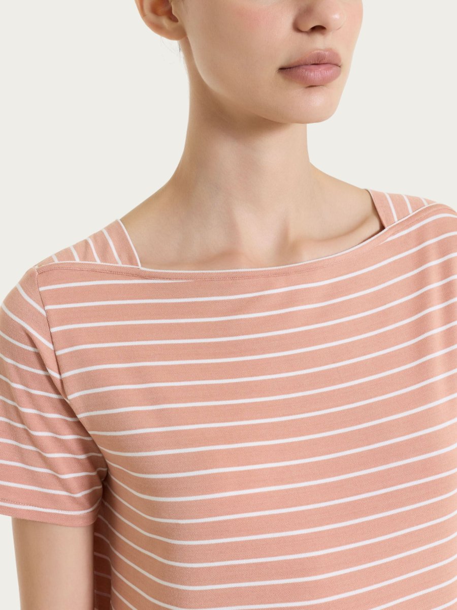 Maglietta a righe con collo a barchetta in Summer Light Piquet - Fant. Cork - immagine 5