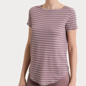 Maglietta a righe con collo a barchetta in Summer Light Piquet - Fant. Twilight Mauve