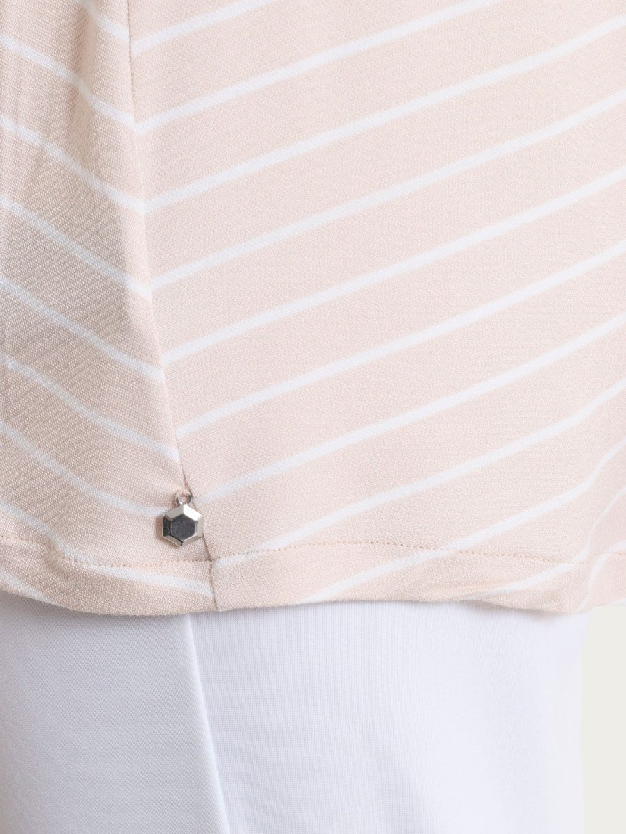 Maglietta a righe con collo squadrato in Summer Light Piquet - Fant. Almond Peach - immagine 4