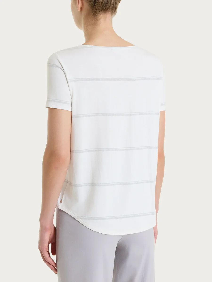 Maglietta a righe in Viscosa Summer e Lurex - Fant. Bianco riga spaziata - immagine 3