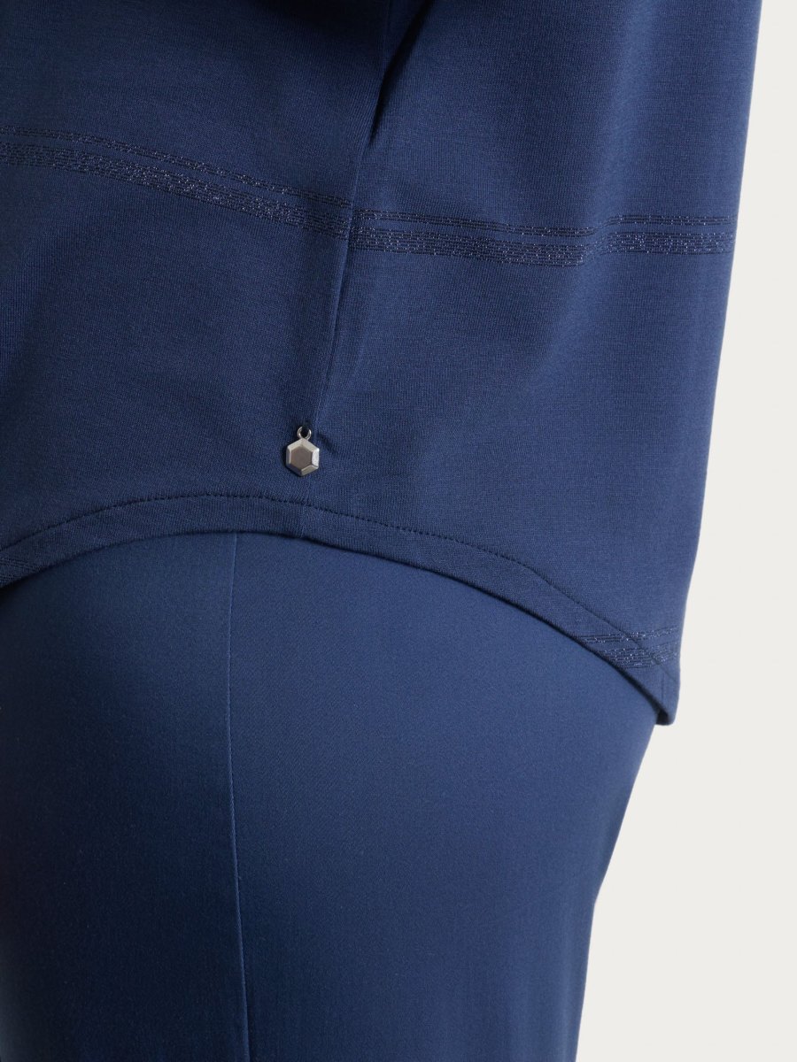 Maglietta a righe con collo a serafino in Viscosa Summer e Lurex - Fant. Oceana riga spaziata - immagine 5