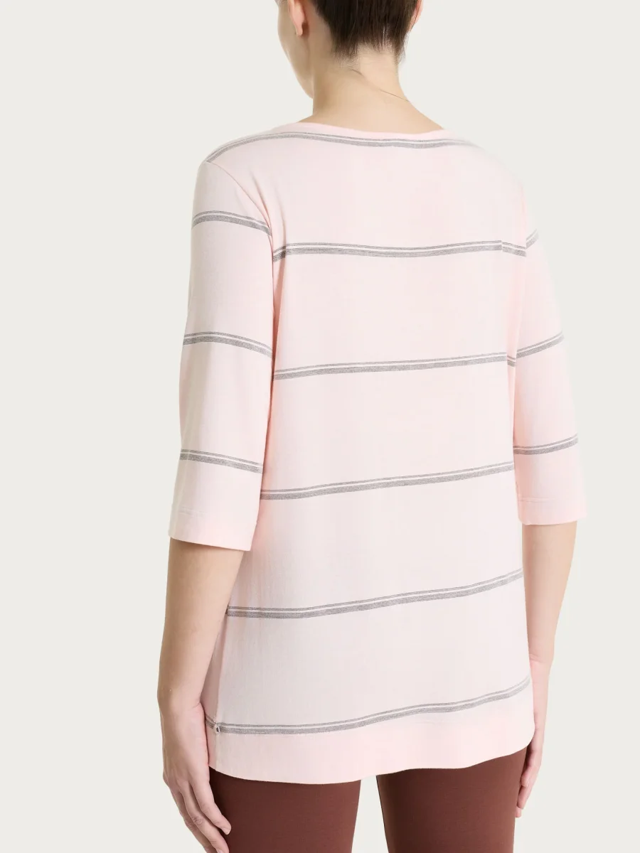 Maglietta a righe con manica 3/4 in Viscosa Summer e Lurex - Fant. Cameo Rose riga spaziata - immagine 3