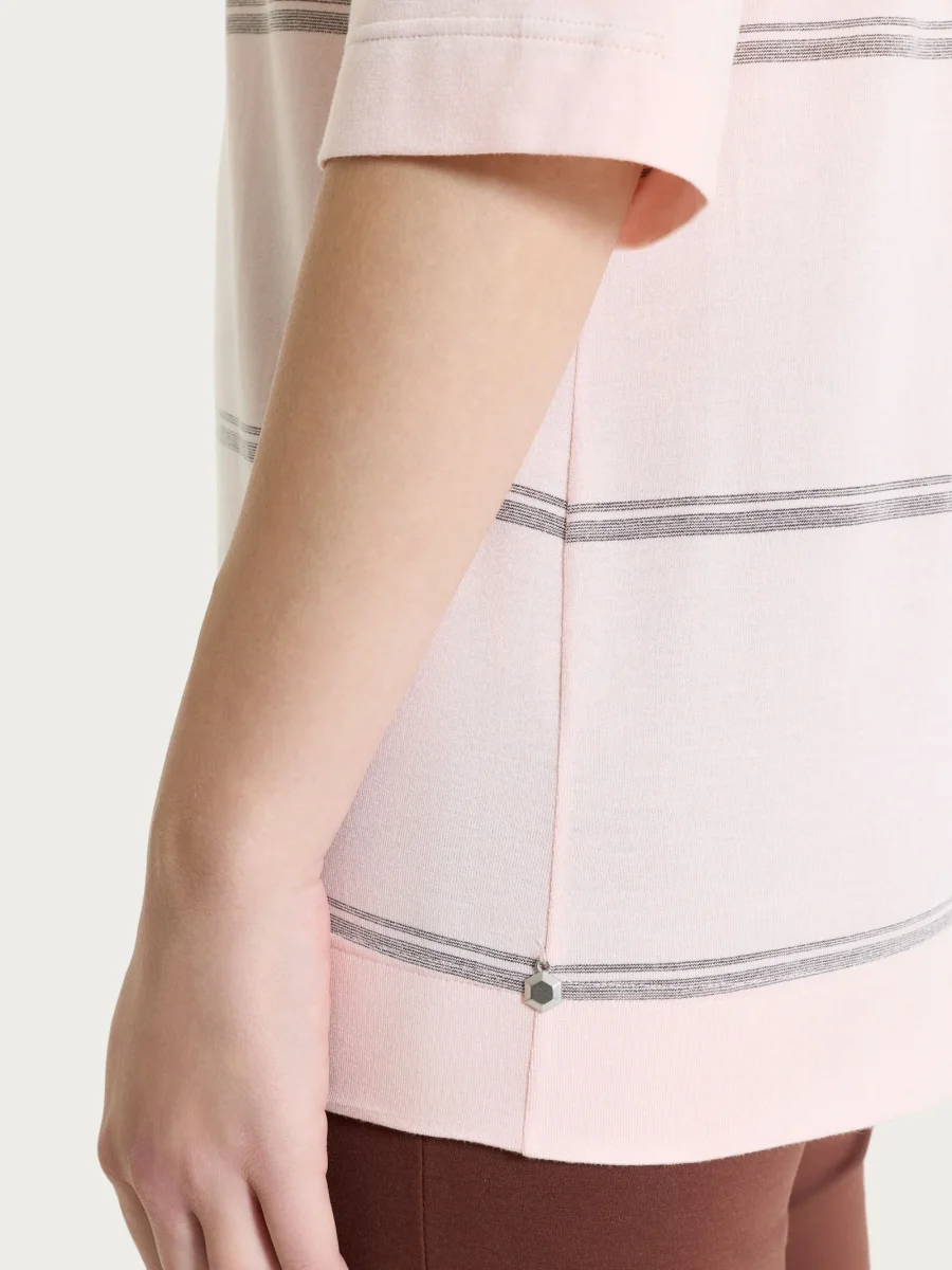 Maglietta a righe con manica 3/4 in Viscosa Summer e Lurex - Fant. Cameo Rose riga spaziata - immagine 4