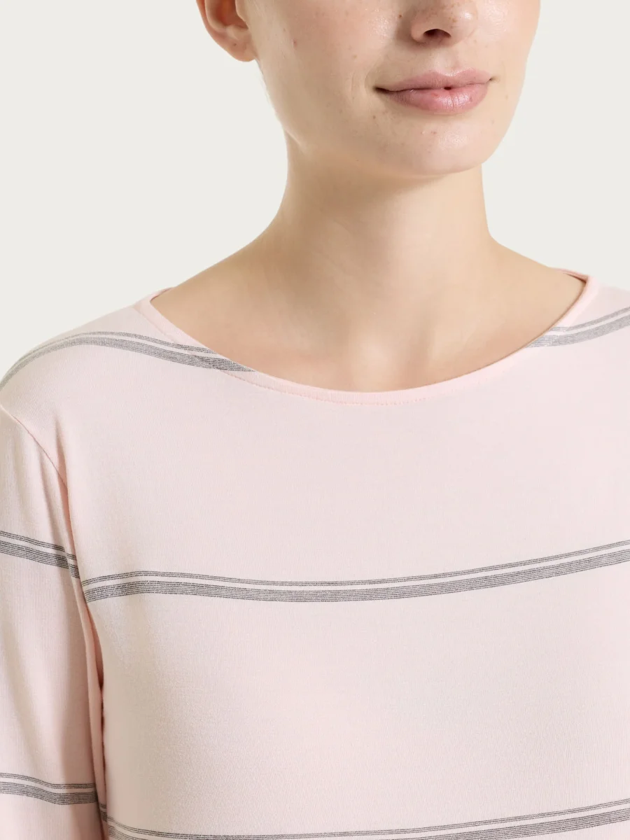 Maglietta a righe con manica 3/4 in Viscosa Summer e Lurex - Fant. Cameo Rose riga spaziata - immagine 5