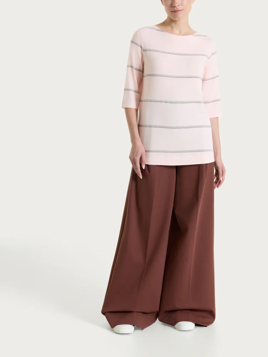 Maglietta a righe con manica 3/4 in Viscosa Summer e Lurex - Fant. Cameo Rose riga spaziata - immagine 7