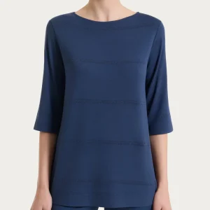 Maglietta a righe con manica 3/4 in Viscosa Summer e Lurex - Fant. Oceana riga spaziata