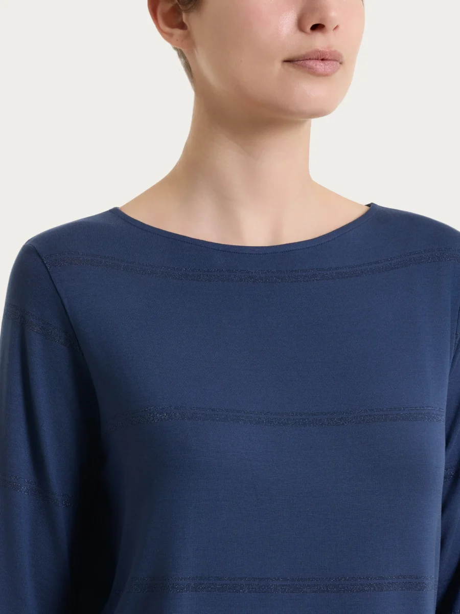 Maglietta a righe con manica 3/4 in Viscosa Summer e Lurex - Fant. Oceana riga spaziata - immagine 5