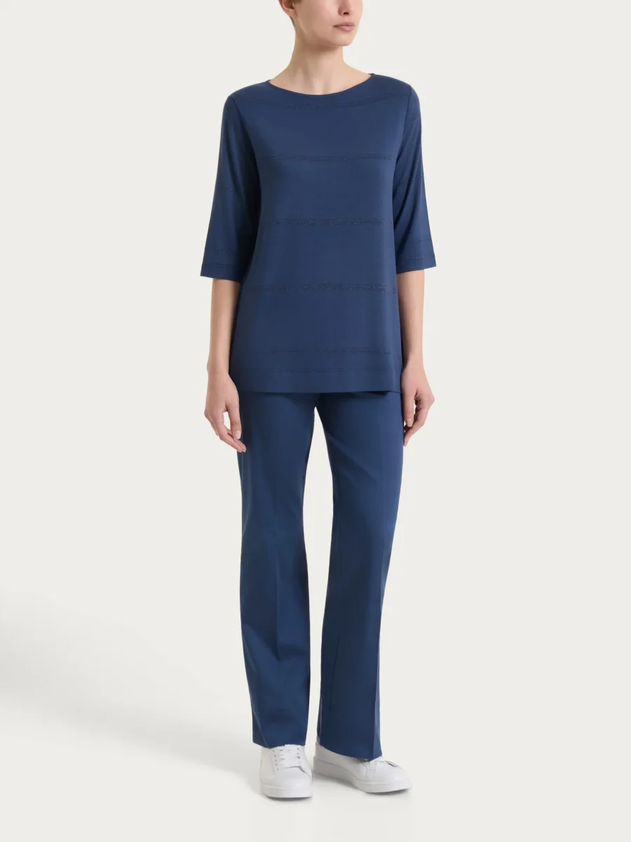 Maglietta a righe con manica 3/4 in Viscosa Summer e Lurex - Fant. Oceana riga spaziata - immagine 6