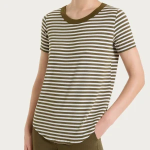 Maglietta girocollo a righe in Viscosa Summer - Fant. Dark Olive riga pari