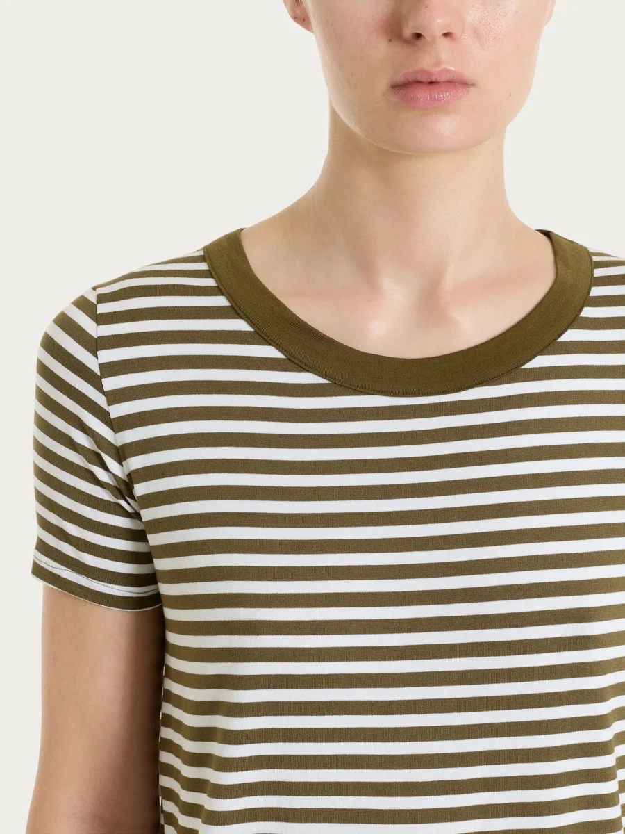 Maglietta girocollo a righe in Viscosa Summer - Fant. Dark Olive riga pari - immagine 4