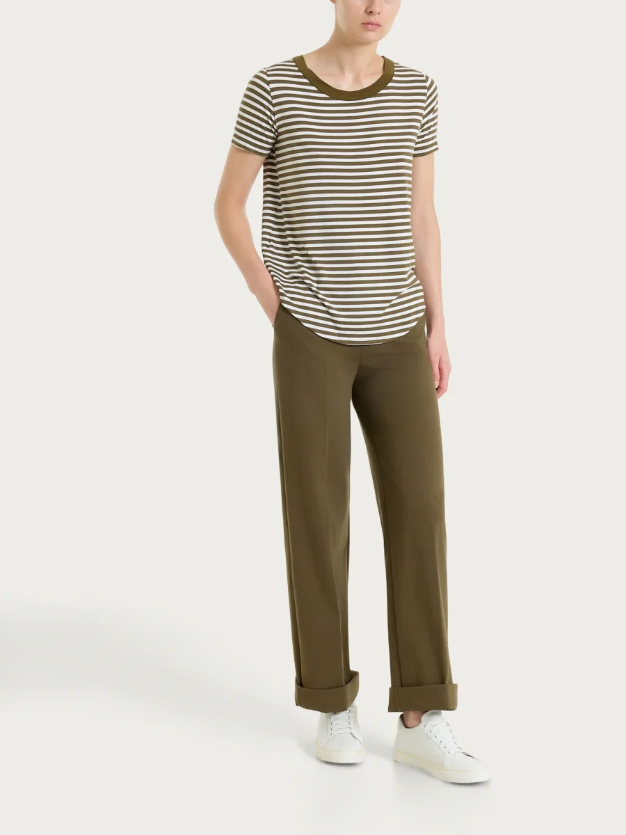 Maglietta girocollo a righe in Viscosa Summer - Fant. Dark Olive riga pari - immagine 6