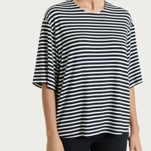 Maglietta boxy a righe in Viscosa Summer - Fant. Nero riga pari