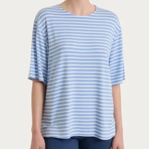 Maglietta boxy a righe in Viscosa Summer - Fant. Bel Air Blue riga pari