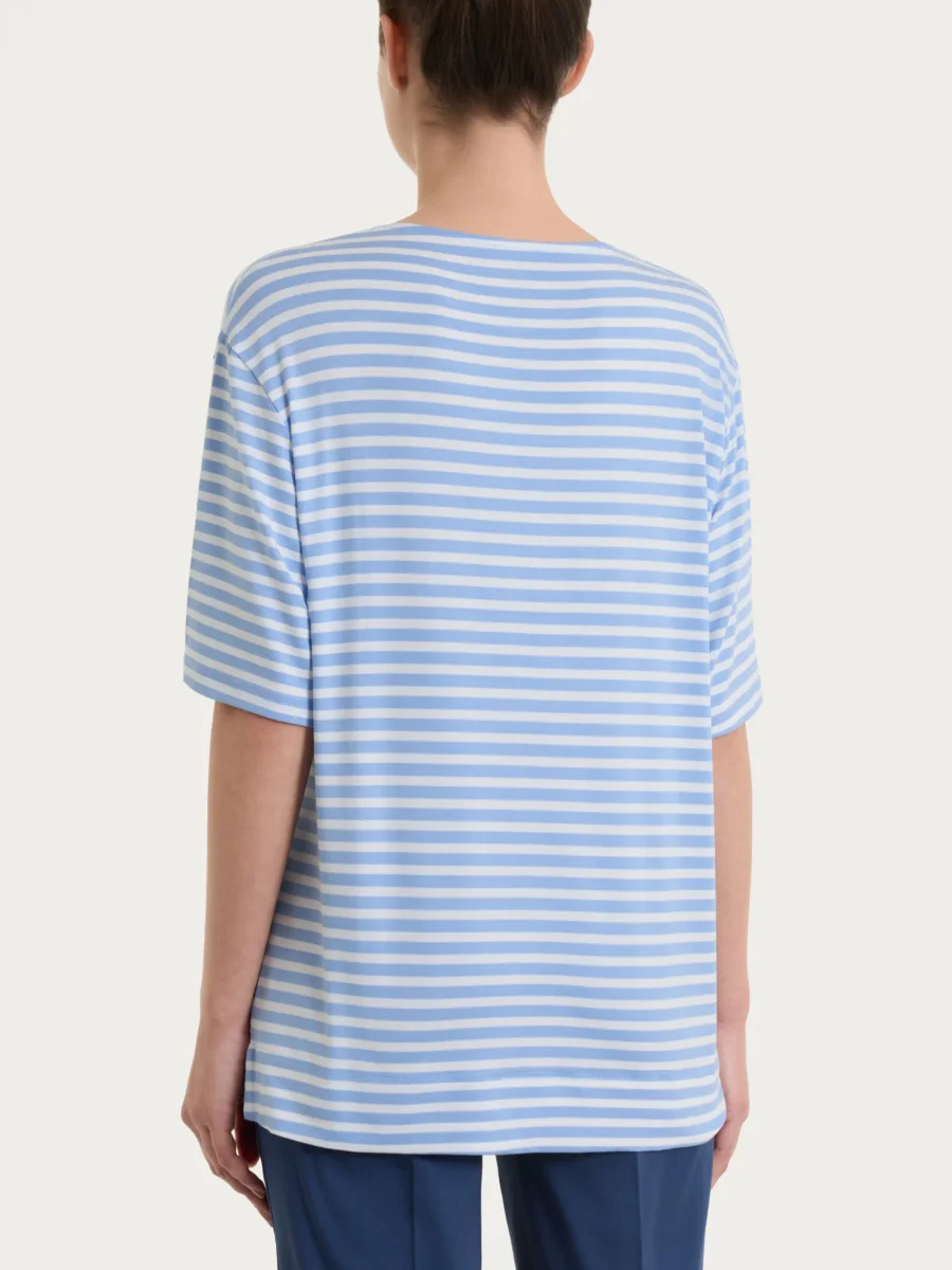 Maglietta boxy a righe in Viscosa Summer - Fant. Bel Air Blue riga pari - immagine 3