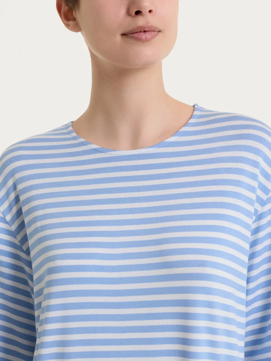 Maglietta boxy a righe in Viscosa Summer - Fant. Bel Air Blue riga pari - immagine 4