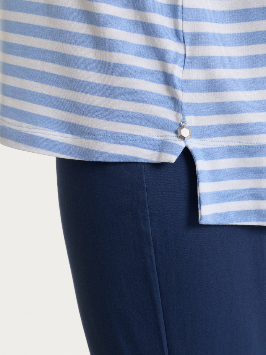 Maglietta boxy a righe in Viscosa Summer - Fant. Bel Air Blue riga pari - immagine 5