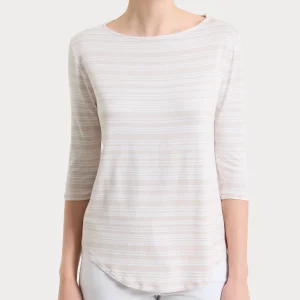 Maglietta a righe alternate con scollo a barchetta in Viscosa Summer - Fant.Champignon