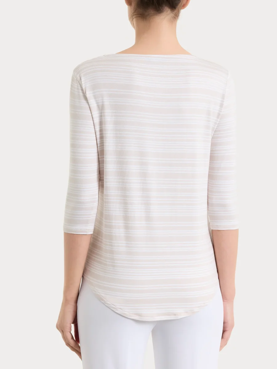 Maglietta a righe alternate con scollo a barchetta in Viscosa Summer - Fant.Champignon - immagine 3