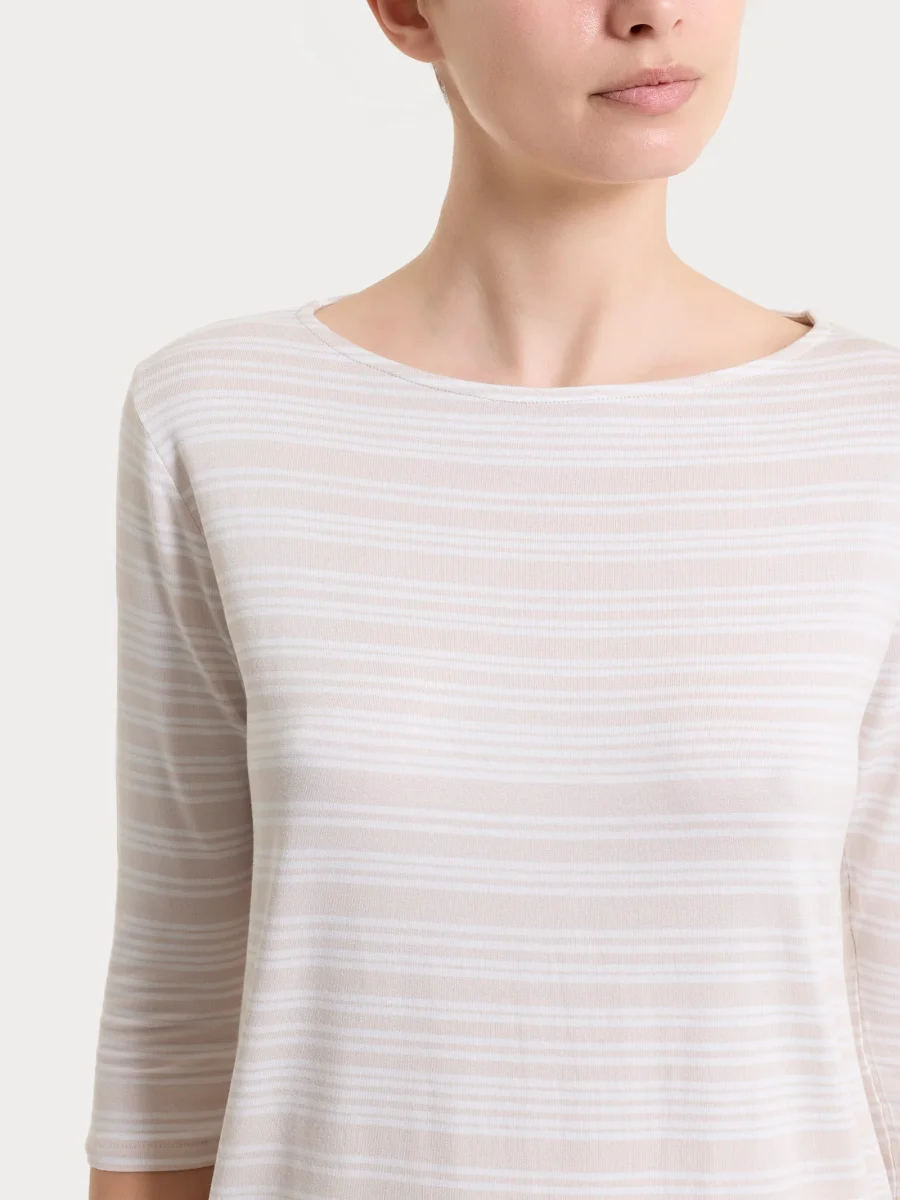 Maglietta a righe alternate con scollo a barchetta in Viscosa Summer - Fant.Champignon - immagine 5