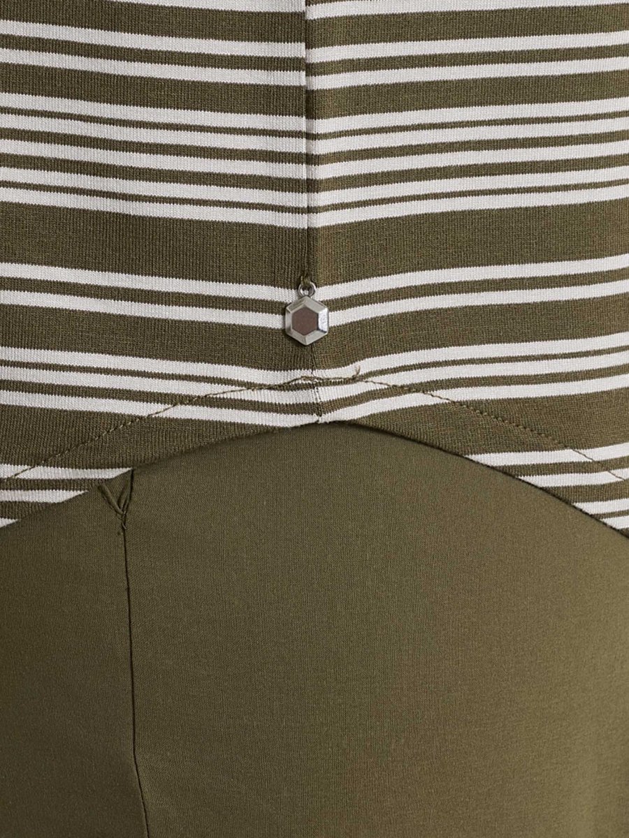 Maglietta a righe alternate con scollo a barchetta in Viscosa Summer - Fant. Dark Olive - immagine 4